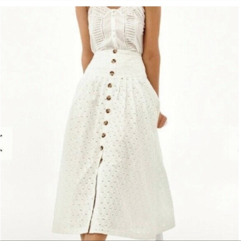 Anthropologie Maeve Vanderbilt eyelet midi skirt, 2